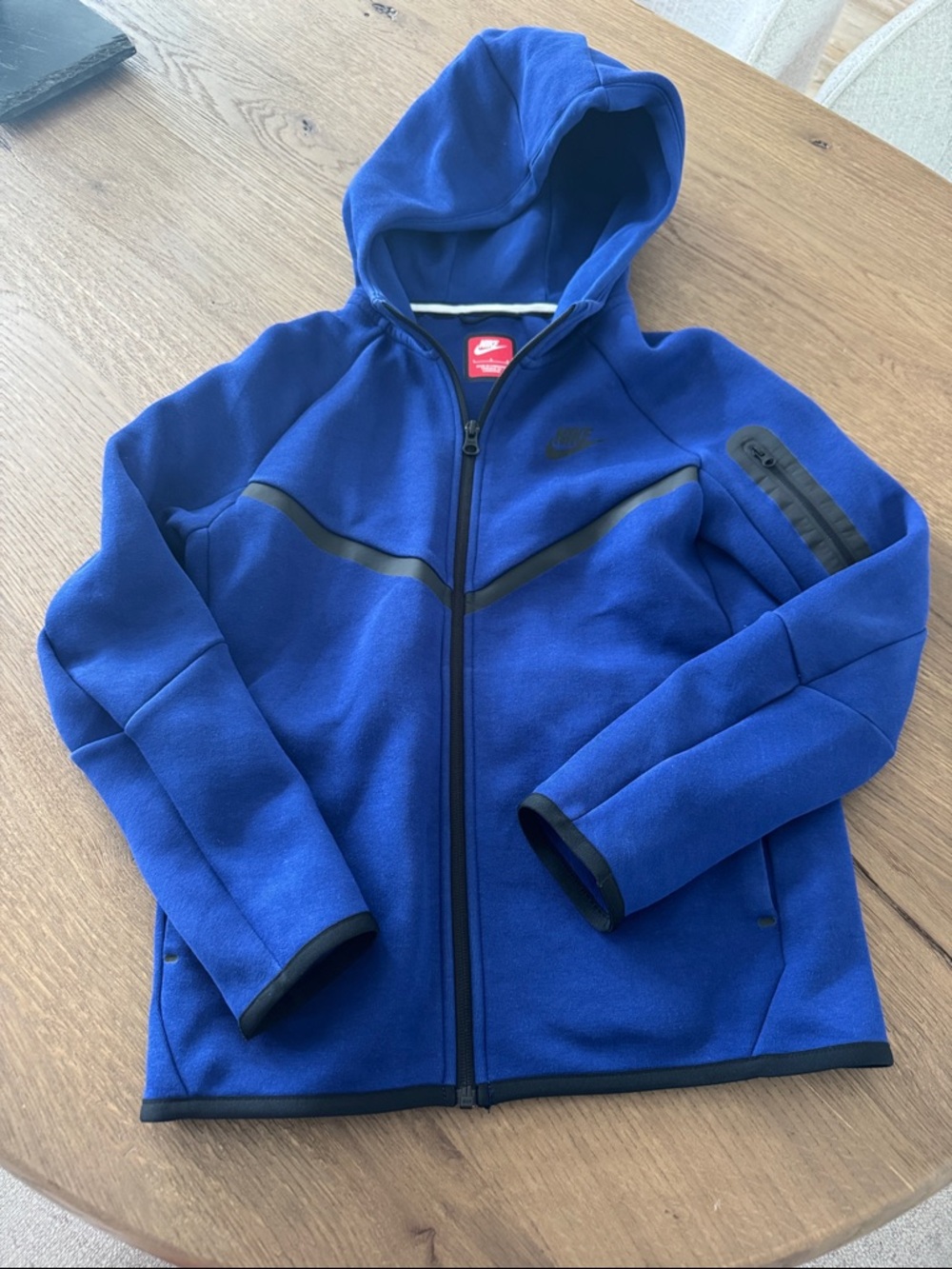 Nike Kids Blue Hooded Full-Zip Jacket with Black Trim